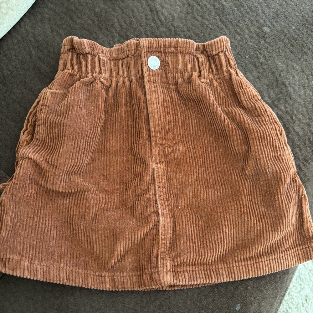 Zara Girls Paper-Bag Brown Corduroy Skirt Size 6